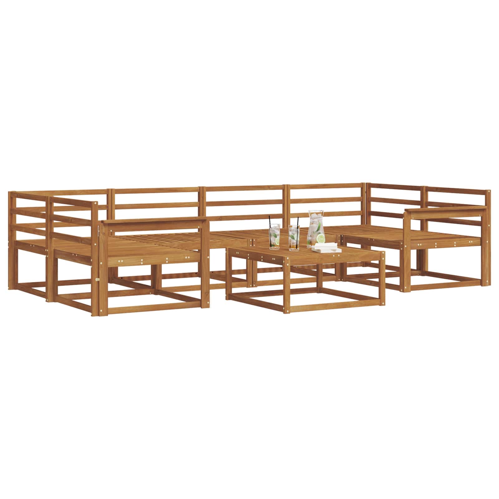 Outdoor-Sofagarnitur 7 pcs Natur Massivholz Akazie