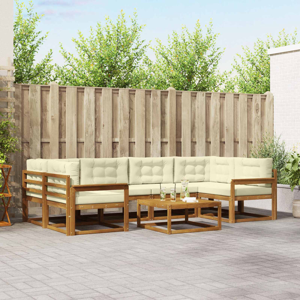 Outdoor-Sofagarnitur mit Kissen 7 pcs Natur und Creme