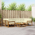Outdoor-Sofagarnitur mit Kissen 7 pcs Natur und Creme