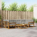 Outdoor-Sofagarnitur mit Kissen 7 pcs Natürlich und Hellgrau