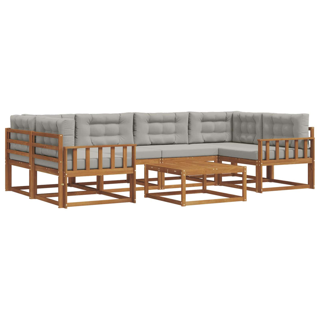 Outdoor-Sofagarnitur mit Kissen 7 pcs Natürlich und Hellgrau