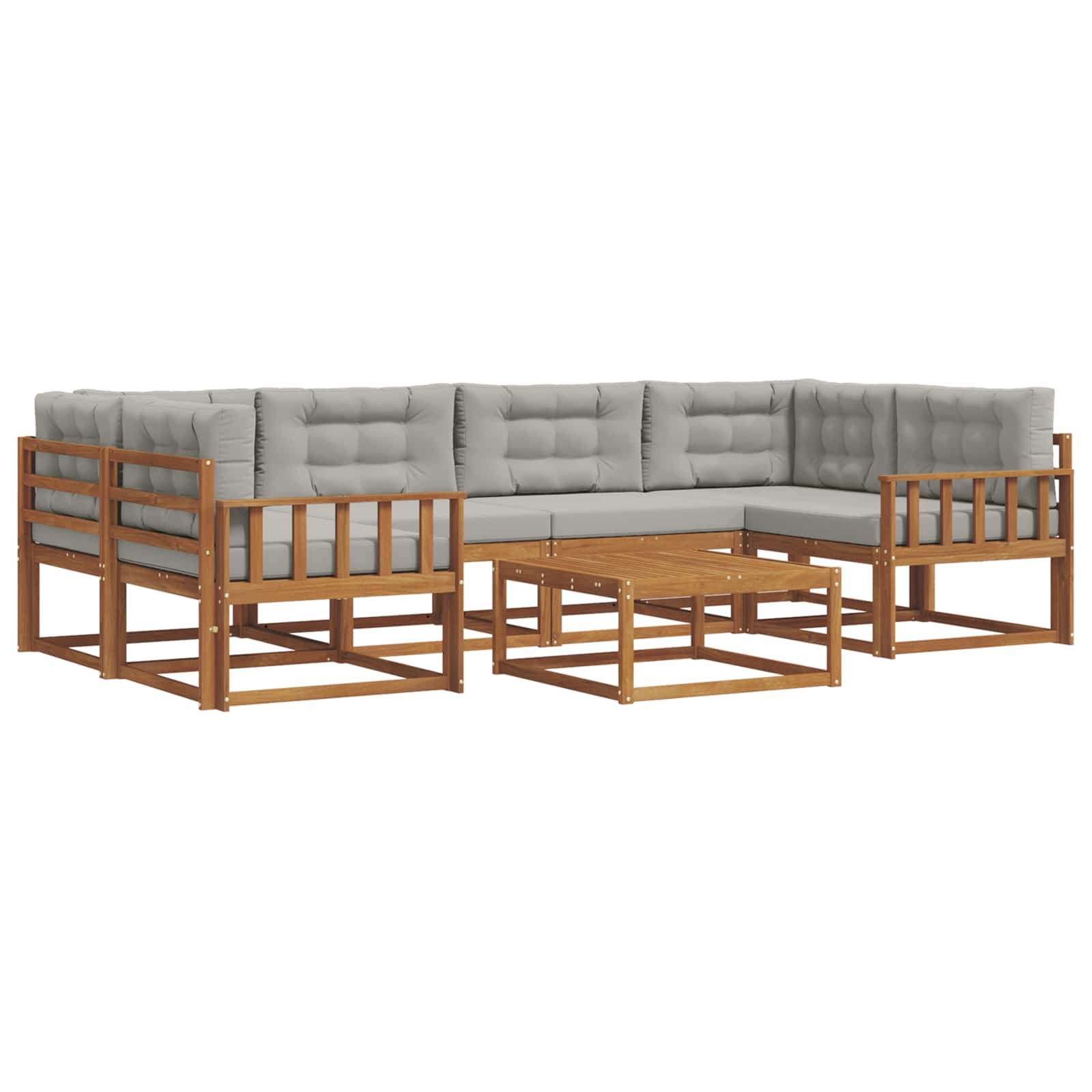 Outdoor-Sofagarnitur mit Kissen 7 pcs Natürlich und Hellgrau