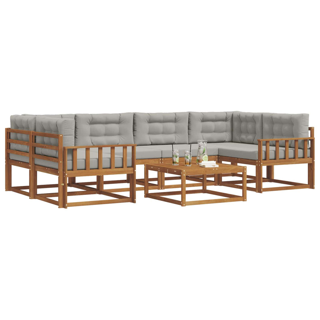 Outdoor-Sofagarnitur mit Kissen 7 pcs Natürlich und Hellgrau