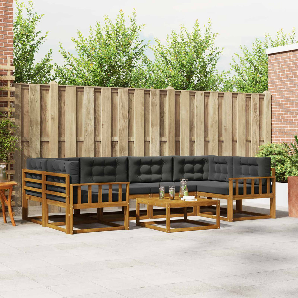Outdoor-Sofagarnitur mit Kissen 7 pcs Natur und Anthrazit