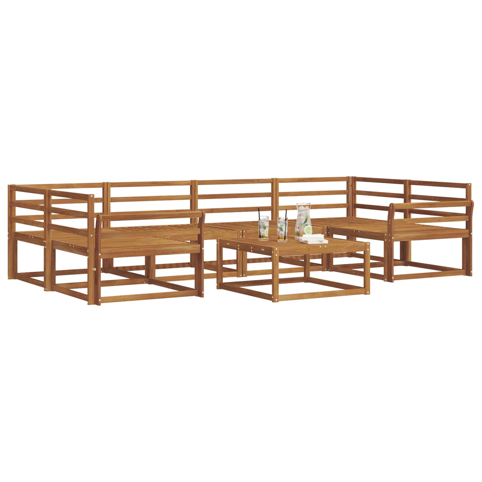 Outdoor-Sofagarnitur 7 pcs Natur Massivholz Akazie