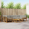 Outdoor-Sofagarnitur mit Kissen 7 pcs Natürlich und Hellgrau