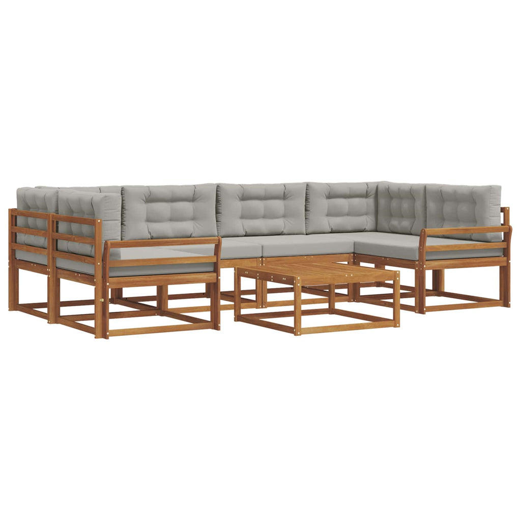 Outdoor-Sofagarnitur mit Kissen 7 pcs Natürlich und Hellgrau