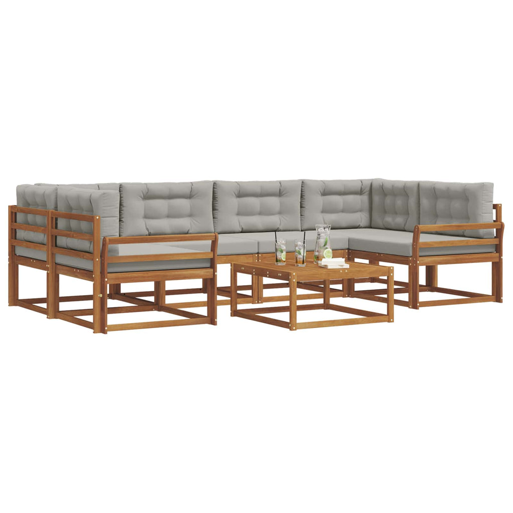 Outdoor-Sofagarnitur mit Kissen 7 pcs Natürlich und Hellgrau
