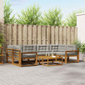 Outdoor-Sofagarnitur mit Kissen 7 pcs Natürlich und Hellgrau