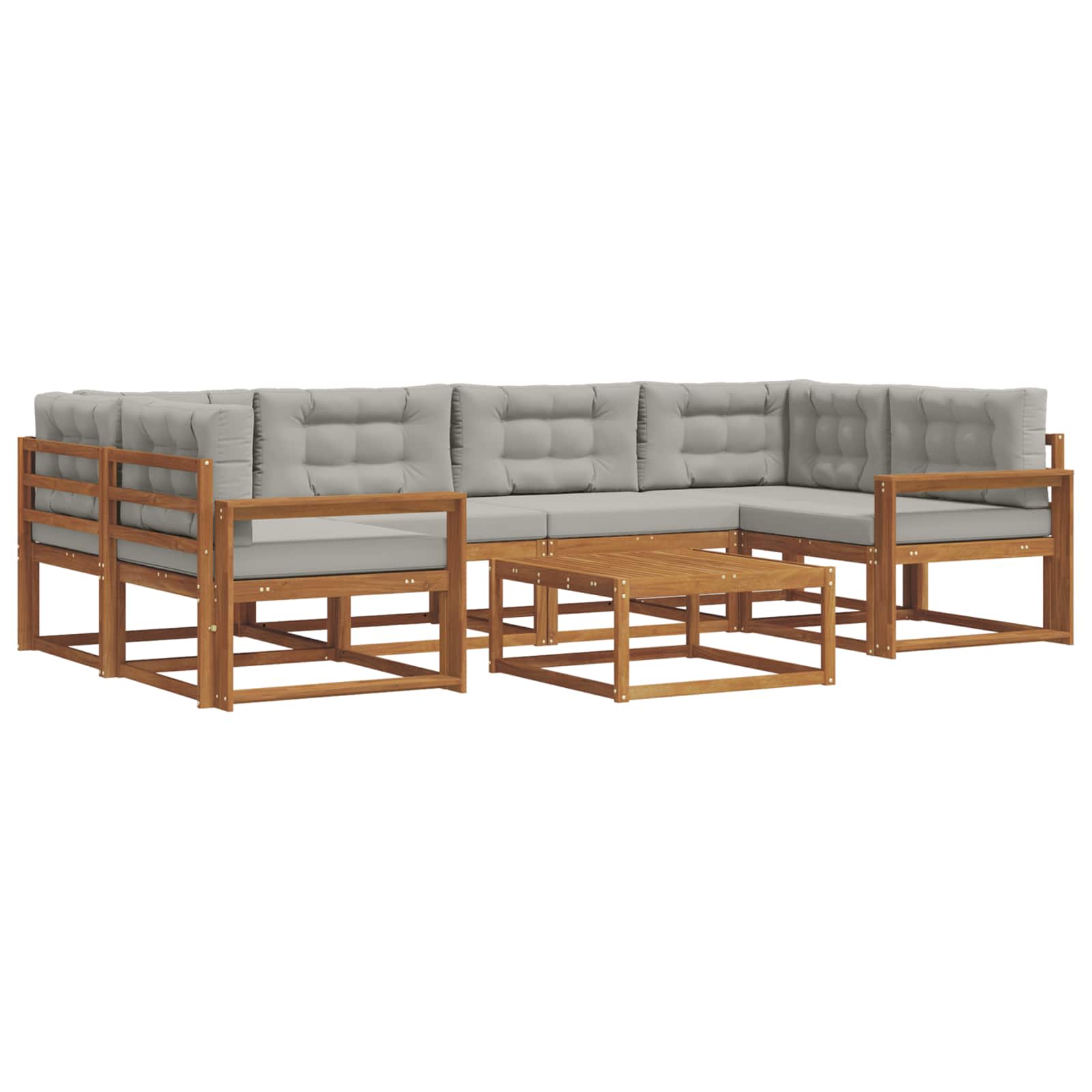 Outdoor-Sofagarnitur mit Kissen 7 pcs Natürlich und Hellgrau