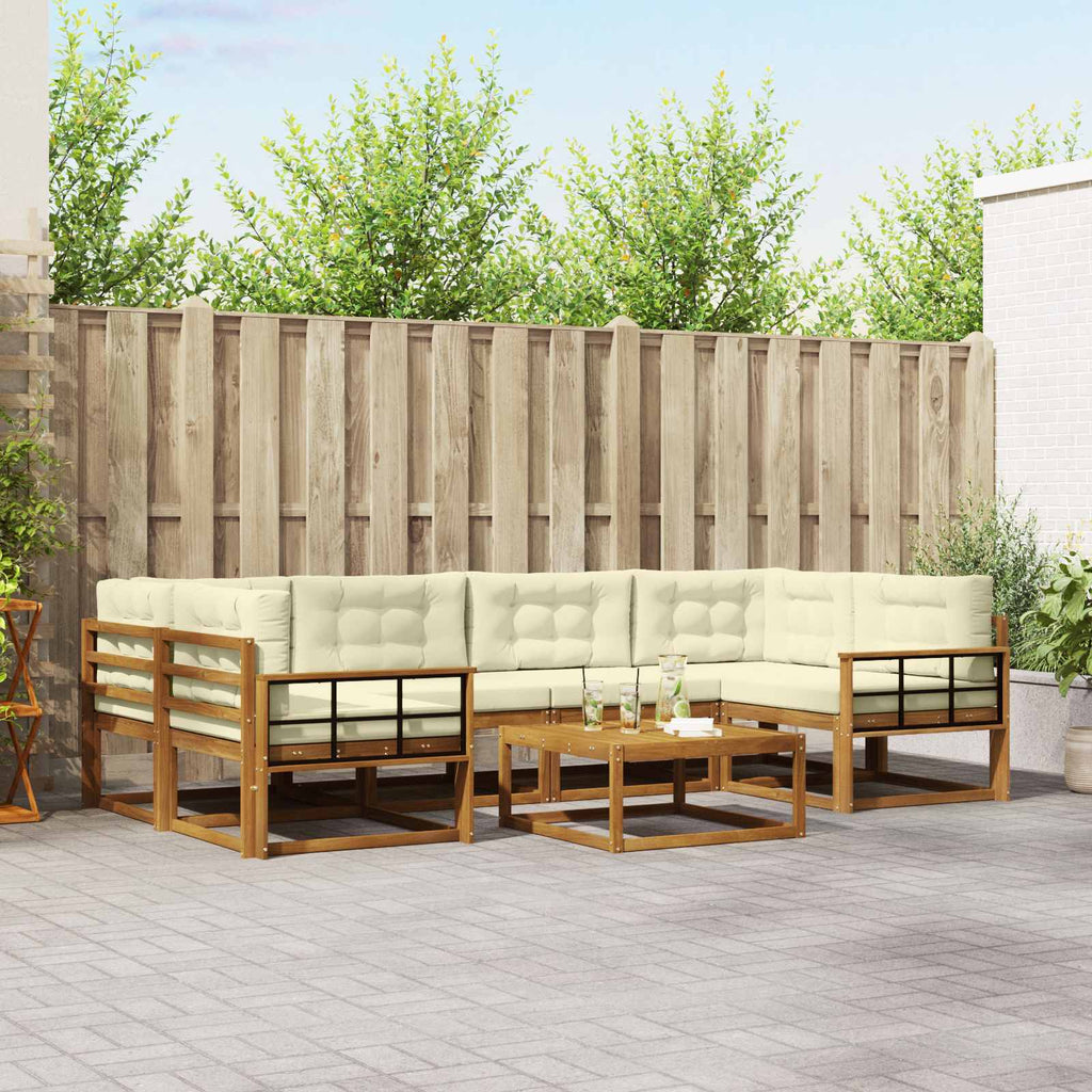 Outdoor-Sofagarnitur mit Kissen 7 pcs Natur und Creme