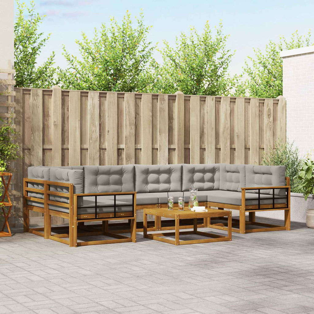 Outdoor-Sofagarnitur mit Kissen 7 pcs Natürlich und Hellgrau