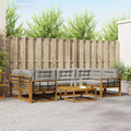 Outdoor-Sofagarnitur mit Kissen 7 pcs Natürlich und Hellgrau