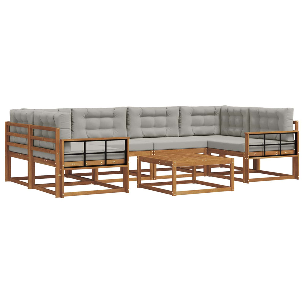 Outdoor-Sofagarnitur mit Kissen 7 pcs Natürlich und Hellgrau