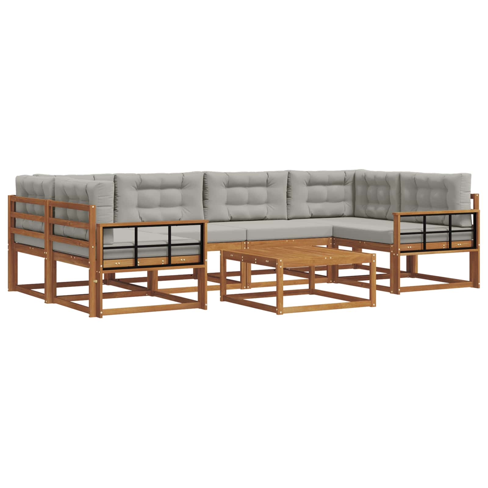 Outdoor-Sofagarnitur mit Kissen 7 pcs Natürlich und Hellgrau