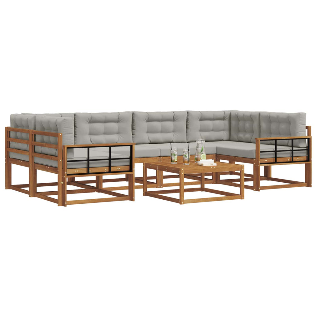 Outdoor-Sofagarnitur mit Kissen 7 pcs Natürlich und Hellgrau