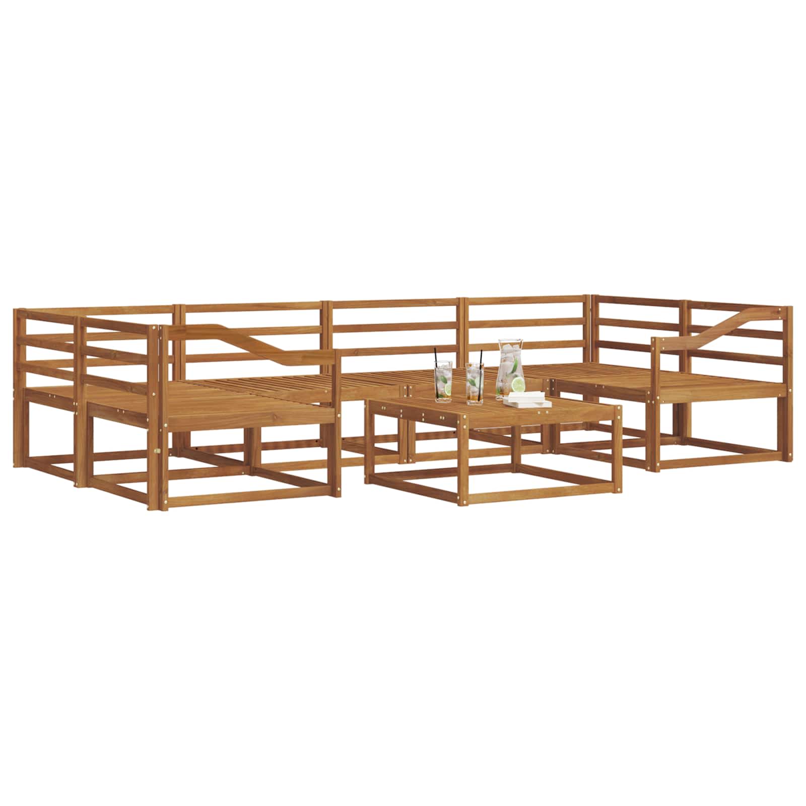 Outdoor-Sofagarnitur 7 pcs Natur Massivholz Akazie