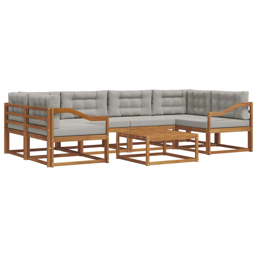 Outdoor-Sofagarnitur mit Kissen 7 pcs Natürlich und Hellgrau