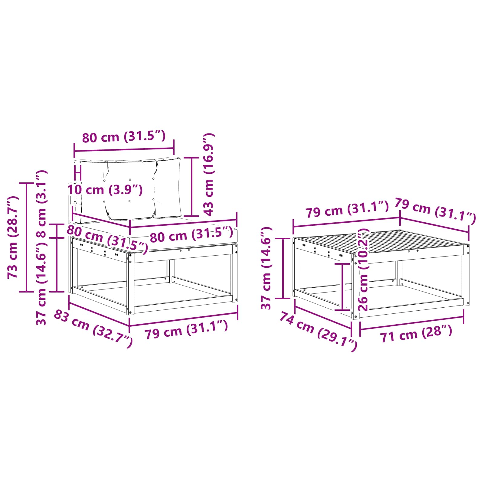Outdoor-Sofagarnitur mit Kissen 8 pcs Natürlich und Hellgrau