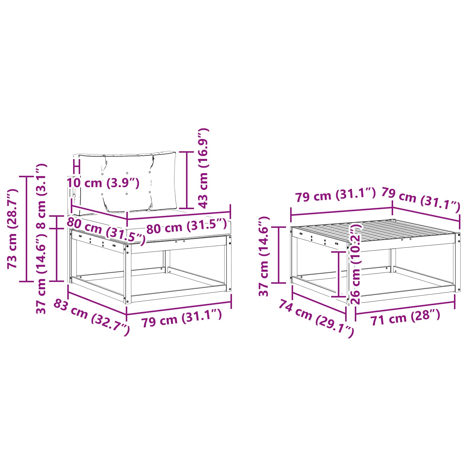 Outdoor-Sofagarnitur mit Kissen 8 pcs Natur und Creme