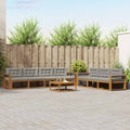 Outdoor-Sofagarnitur mit Kissen 8 pcs Natürlich und Hellgrau