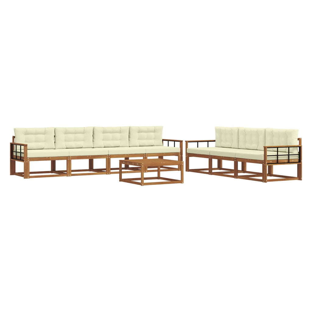 Outdoor-Sofagarnitur mit Kissen 8 pcs Natur und Creme
