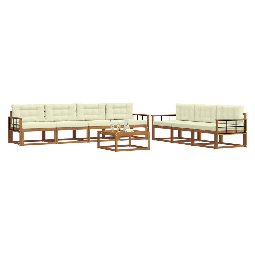 Outdoor-Sofagarnitur mit Kissen 8 pcs Natur und Creme