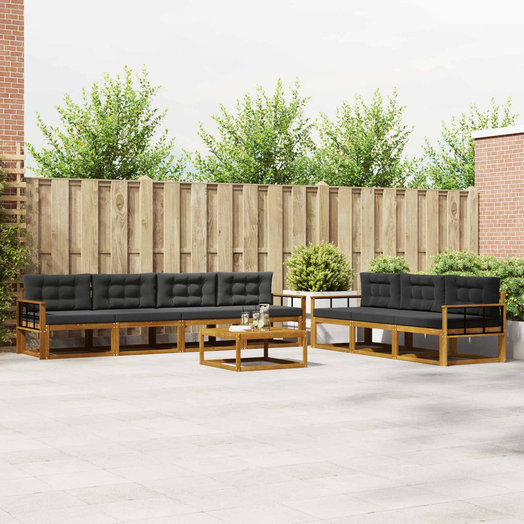 Outdoor-Sofagarnitur mit Kissen 8 pcs Natur und Anthrazit