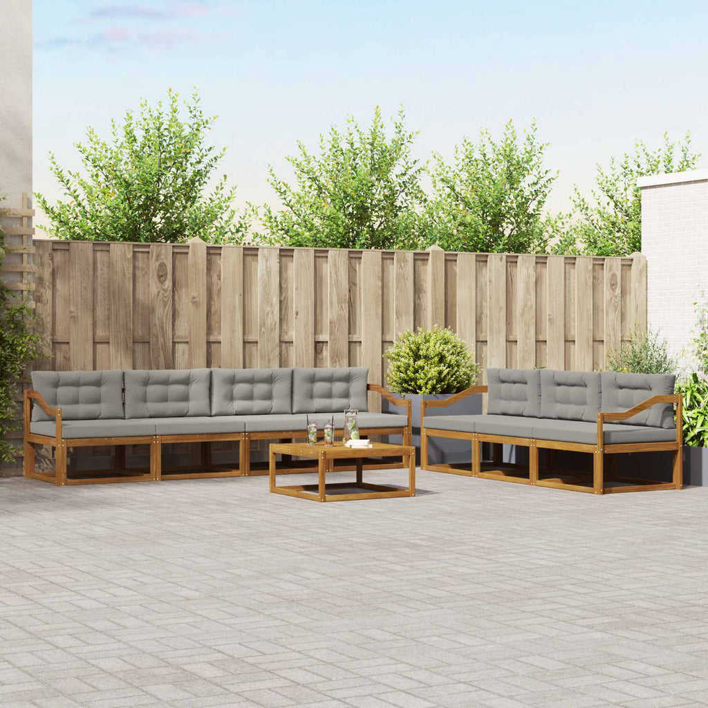 Outdoor-Sofagarnitur mit Kissen 8 pcs Natürlich und Hellgrau
