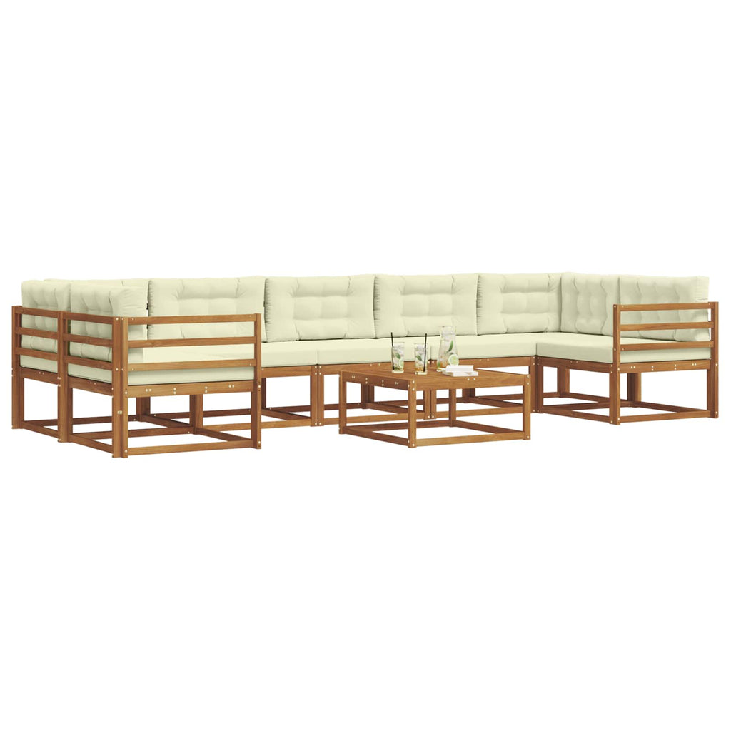 Outdoor-Sofagarnitur mit Kissen 8 pcs Natur und Creme