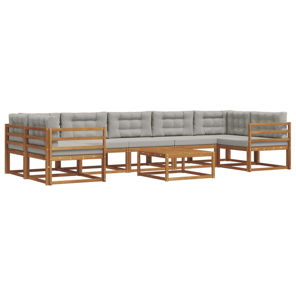 Outdoor-Sofagarnitur mit Kissen 8 pcs Natürlich und Hellgrau