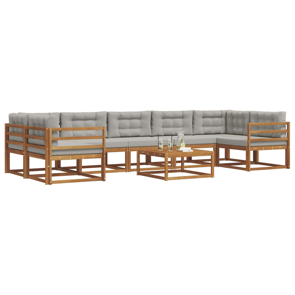 Outdoor-Sofagarnitur mit Kissen 8 pcs Natürlich und Hellgrau