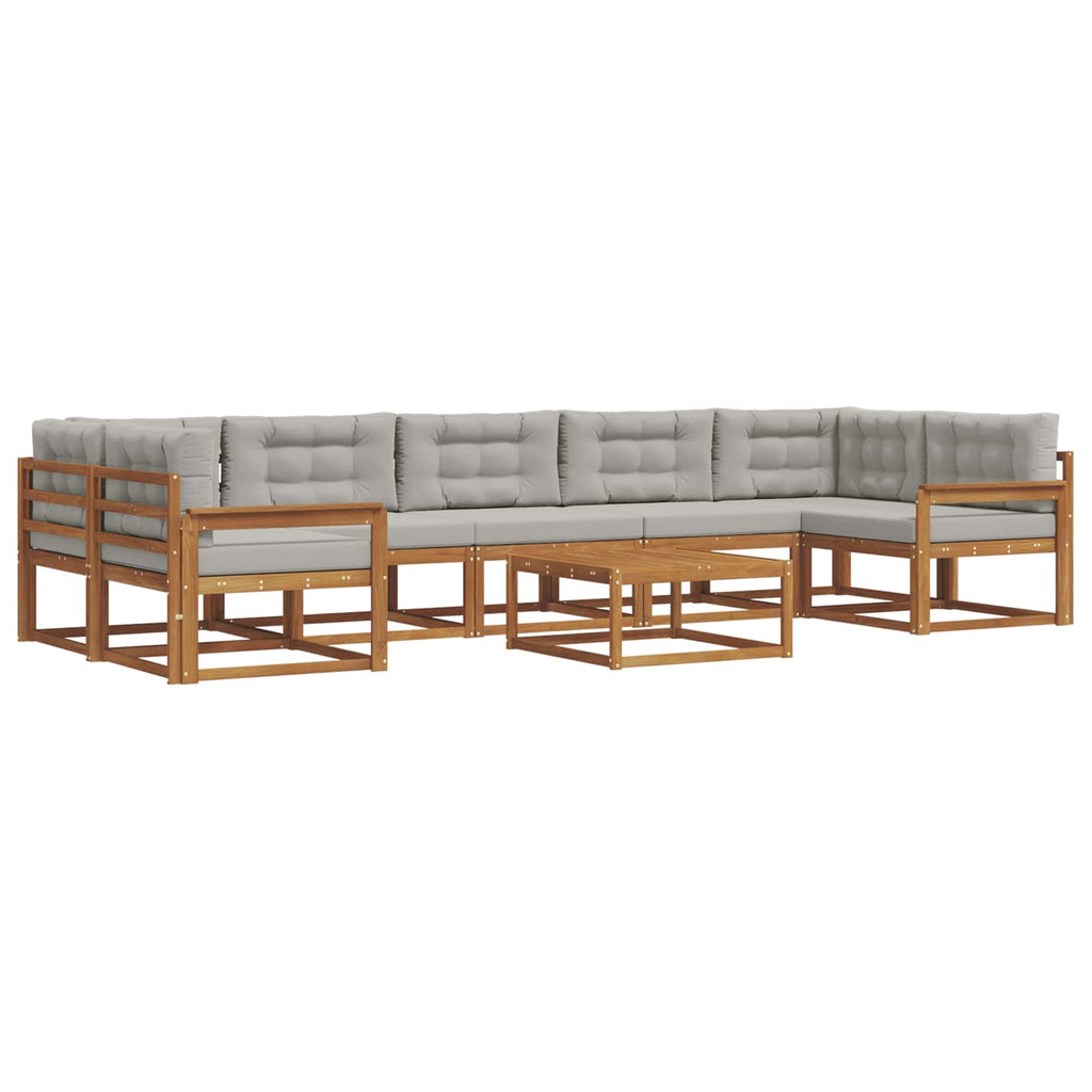 Outdoor-Sofagarnitur mit Kissen 8 pcs Natürlich und Hellgrau