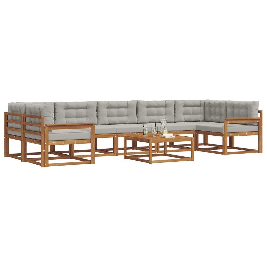 Outdoor-Sofagarnitur mit Kissen 8 pcs Natürlich und Hellgrau