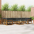 Outdoor-Sofagarnitur mit Kissen 8 pcs Natur und Anthrazit