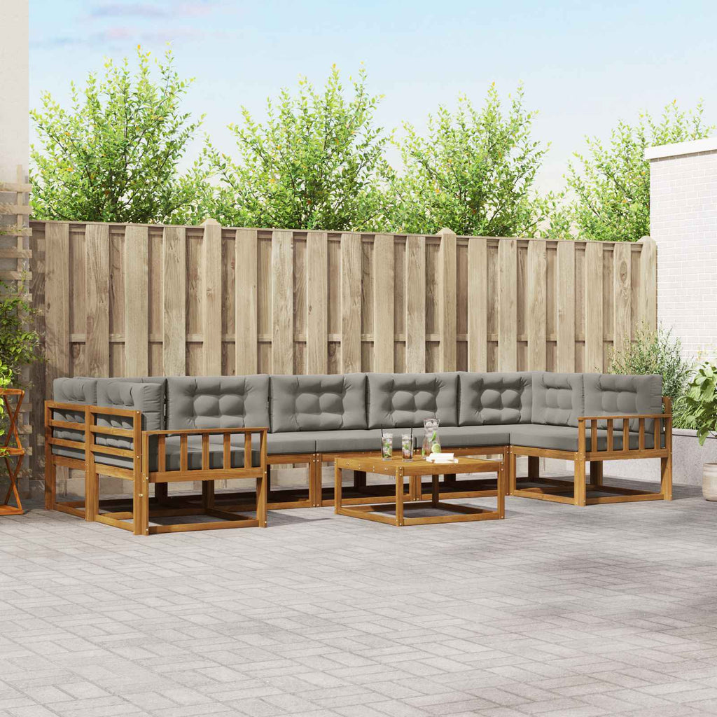 Outdoor-Sofagarnitur mit Kissen 8 pcs Natürlich und Hellgrau