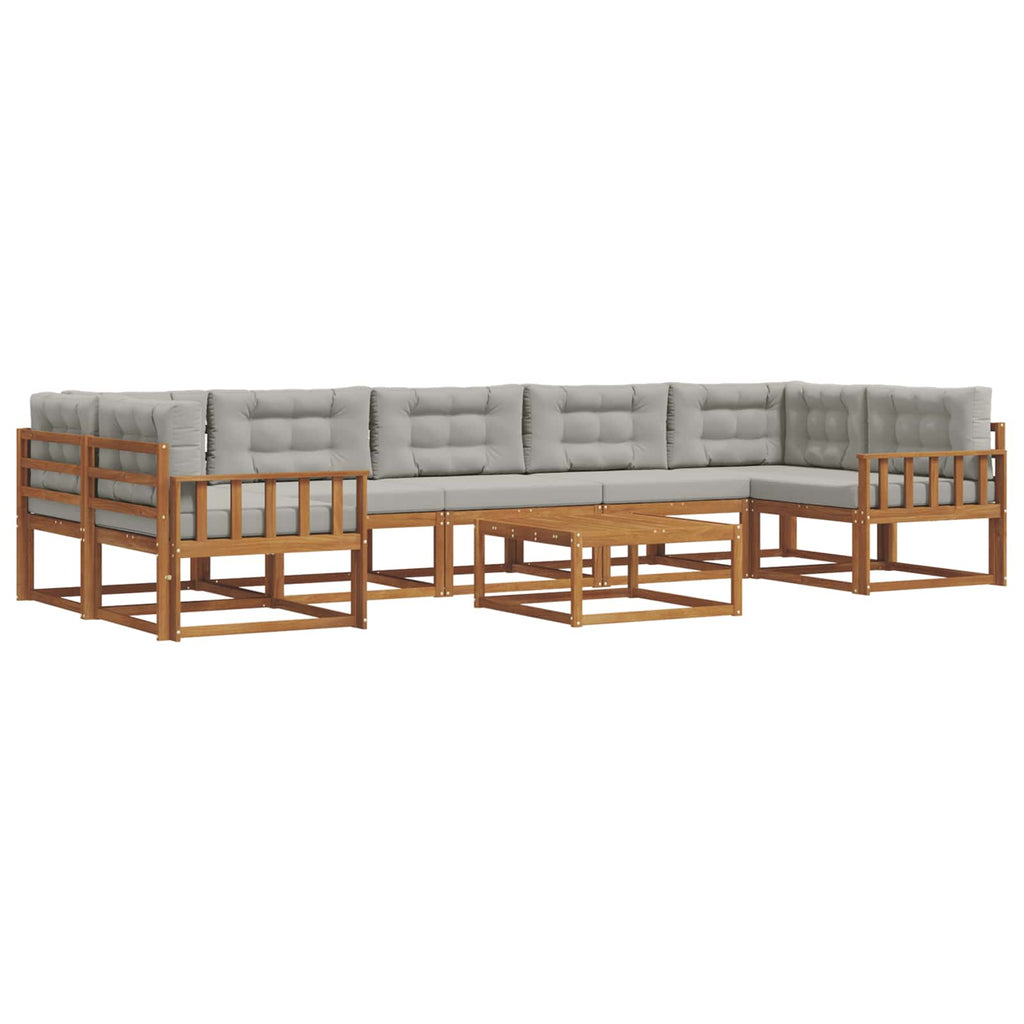 Outdoor-Sofagarnitur mit Kissen 8 pcs Natürlich und Hellgrau