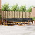 Outdoor-Sofagarnitur mit Kissen 8 pcs Natur und Anthrazit