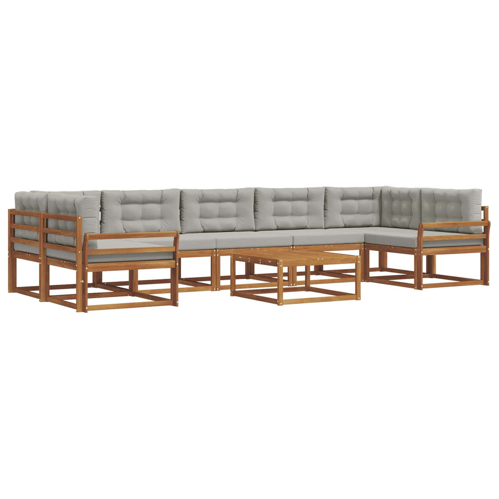 Outdoor-Sofagarnitur mit Kissen 8 pcs Natürlich und Hellgrau