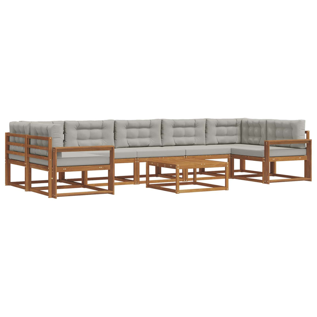 Outdoor-Sofagarnitur mit Kissen 8 pcs Natürlich und Hellgrau
