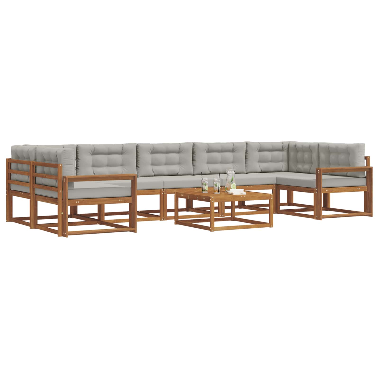 Outdoor-Sofagarnitur mit Kissen 8 pcs Natürlich und Hellgrau