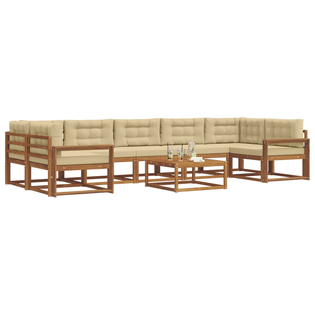 Outdoor-Sofagarnitur mit Kissen 8 pcs Natur und Beige