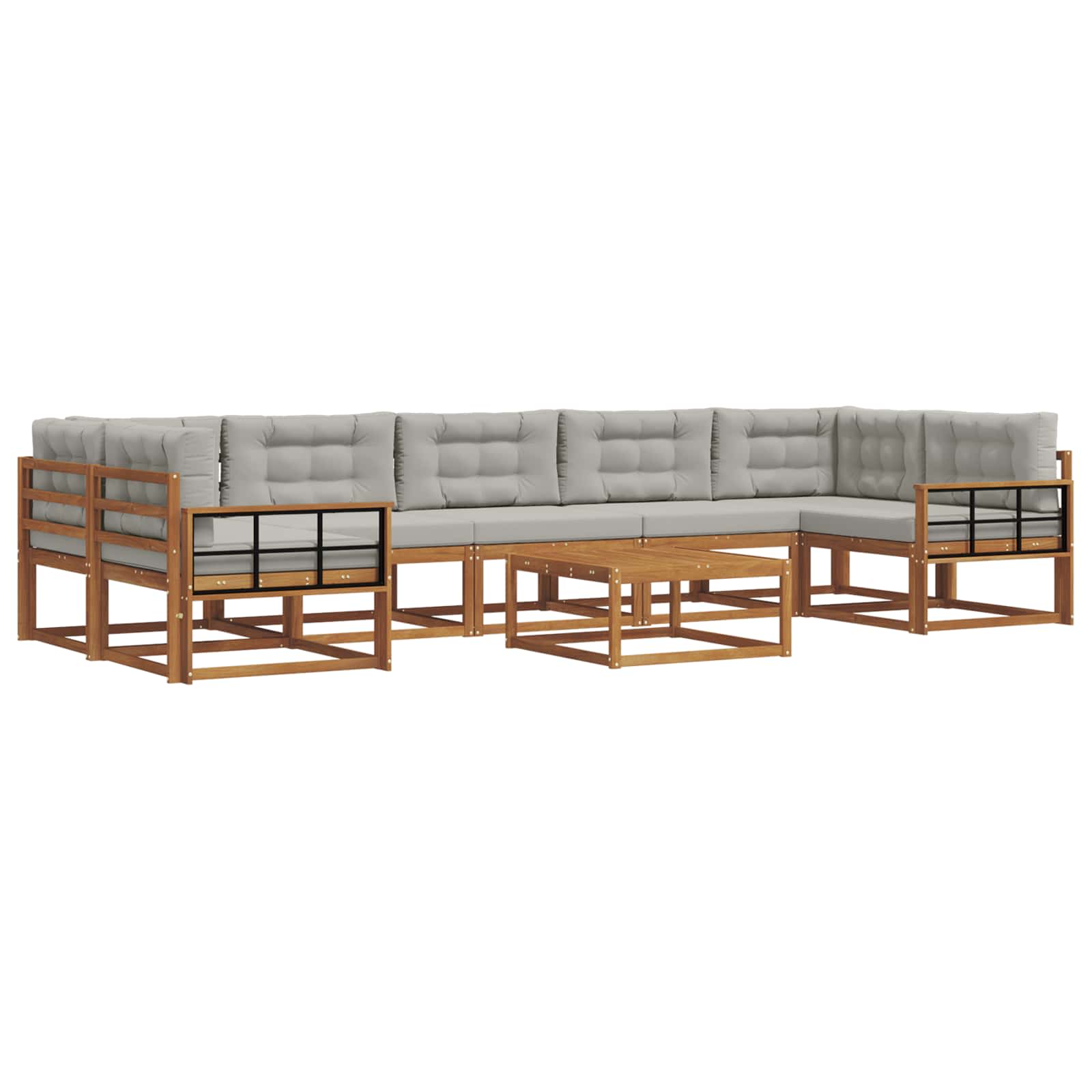 Outdoor-Sofagarnitur mit Kissen 8 pcs Natürlich und Hellgrau