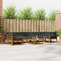 Outdoor-Sofagarnitur mit Kissen 8 pcs Natur und Anthrazit