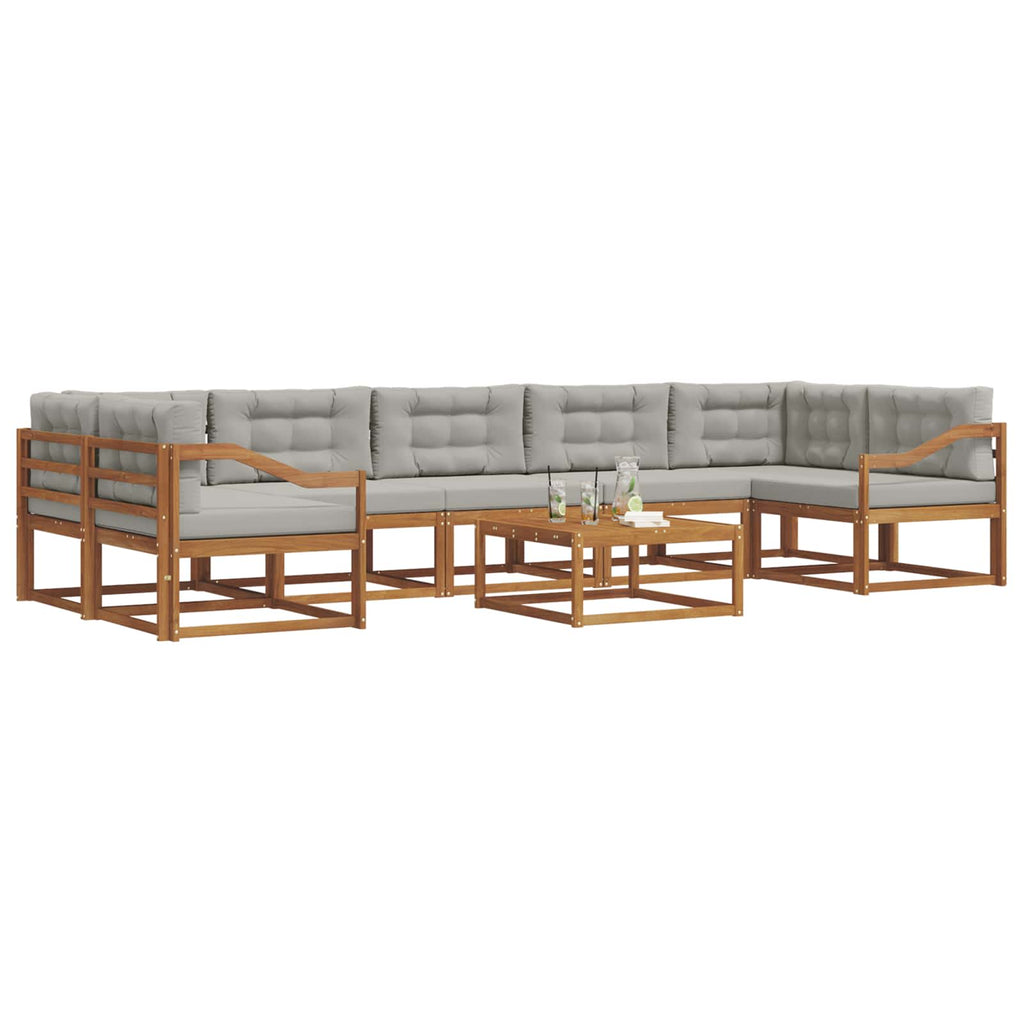 Outdoor-Sofagarnitur mit Kissen 8 pcs Natürlich und Hellgrau