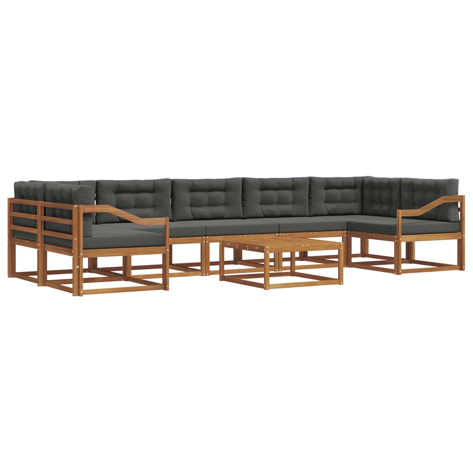 Outdoor-Sofagarnitur mit Kissen 8 pcs Natur und Anthrazit