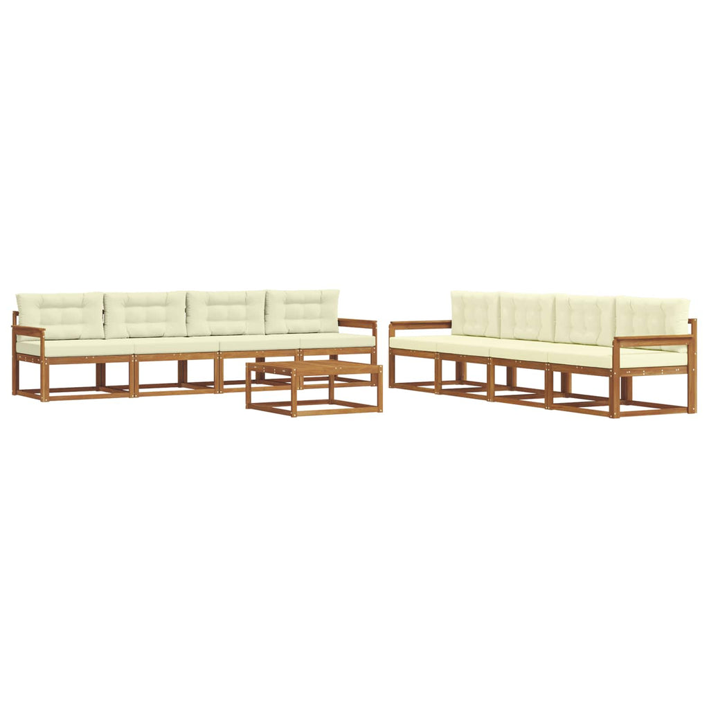 Outdoor-Sofagarnitur mit Kissen 9 pcs Natur und Creme