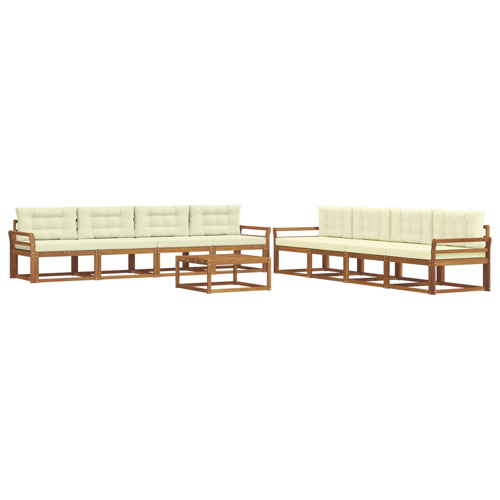 Outdoor-Sofagarnitur mit Kissen 9 pcs Natur und Creme