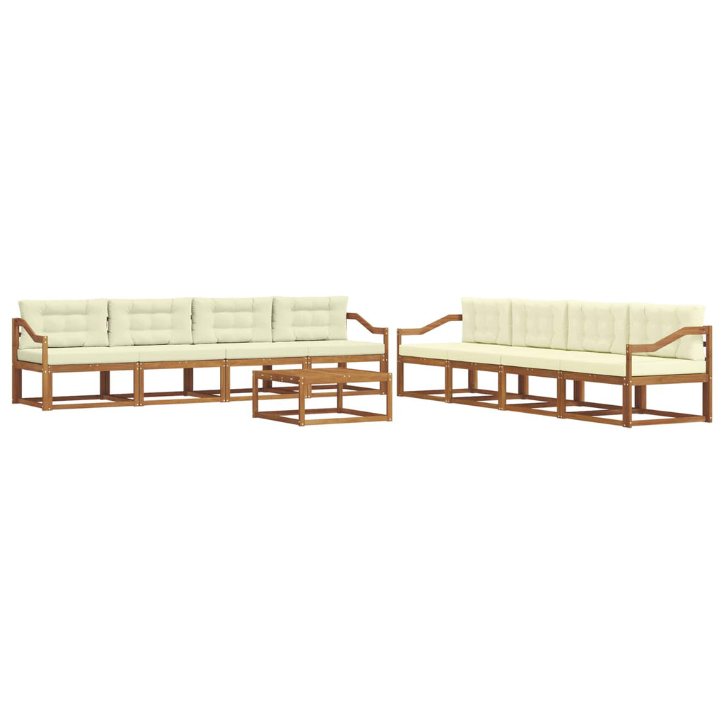 Outdoor-Sofagarnitur mit Kissen 9 pcs Natur und Creme