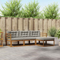 Outdoor-Sofagarnitur mit Kissen 4 pcs Natürlich und Hellgrau